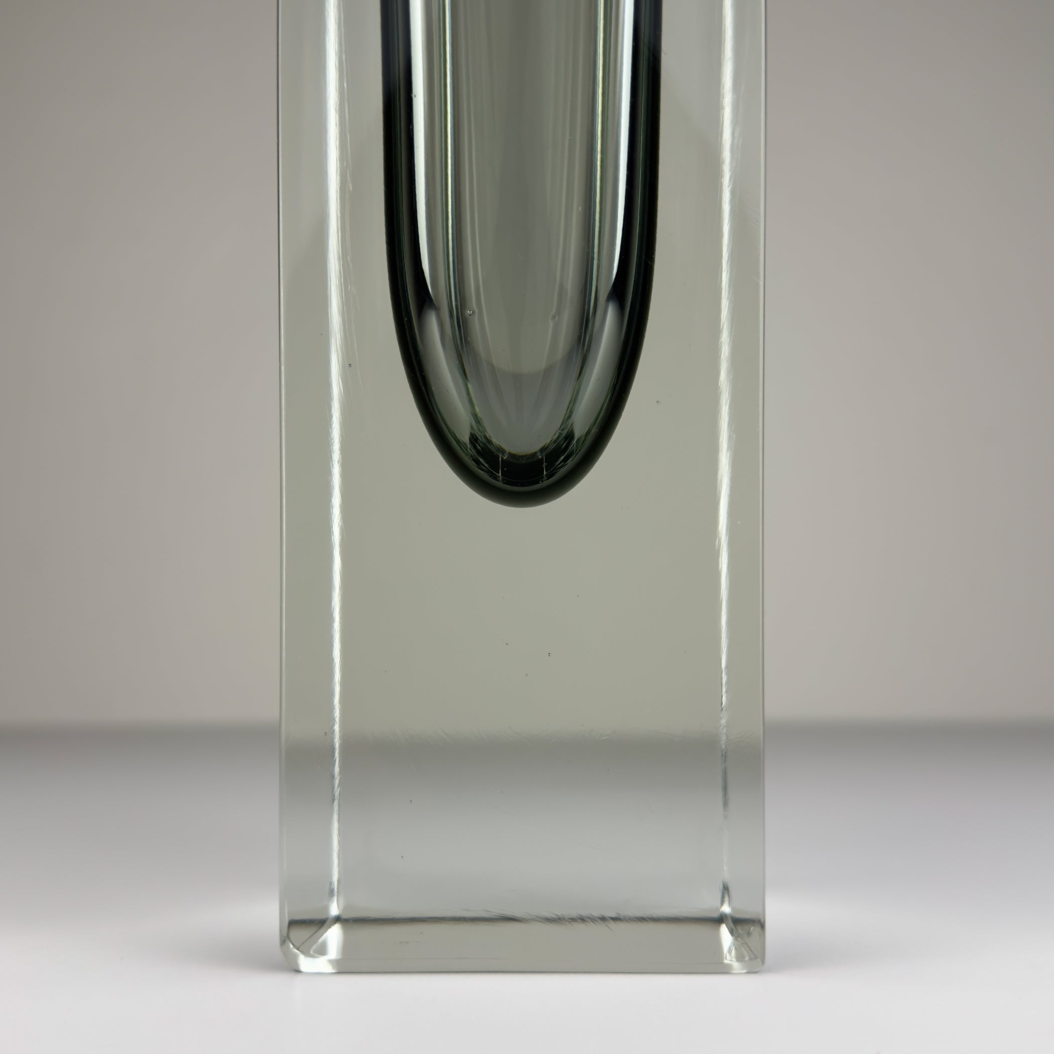 Sommerso gray Murano glass vase, style Flavio Poli, Italy 1970s