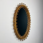 Vintage Oval Bamboo Mirror, attributed Franco Albini, Italy 1960s
