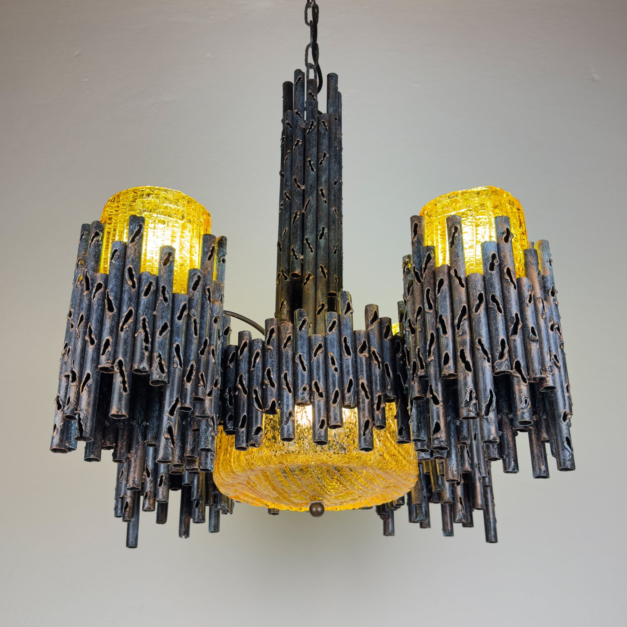 Brutalist chandelier by Marcello Fantoni, Fantoni Studio, Firenze, Italy 1960s