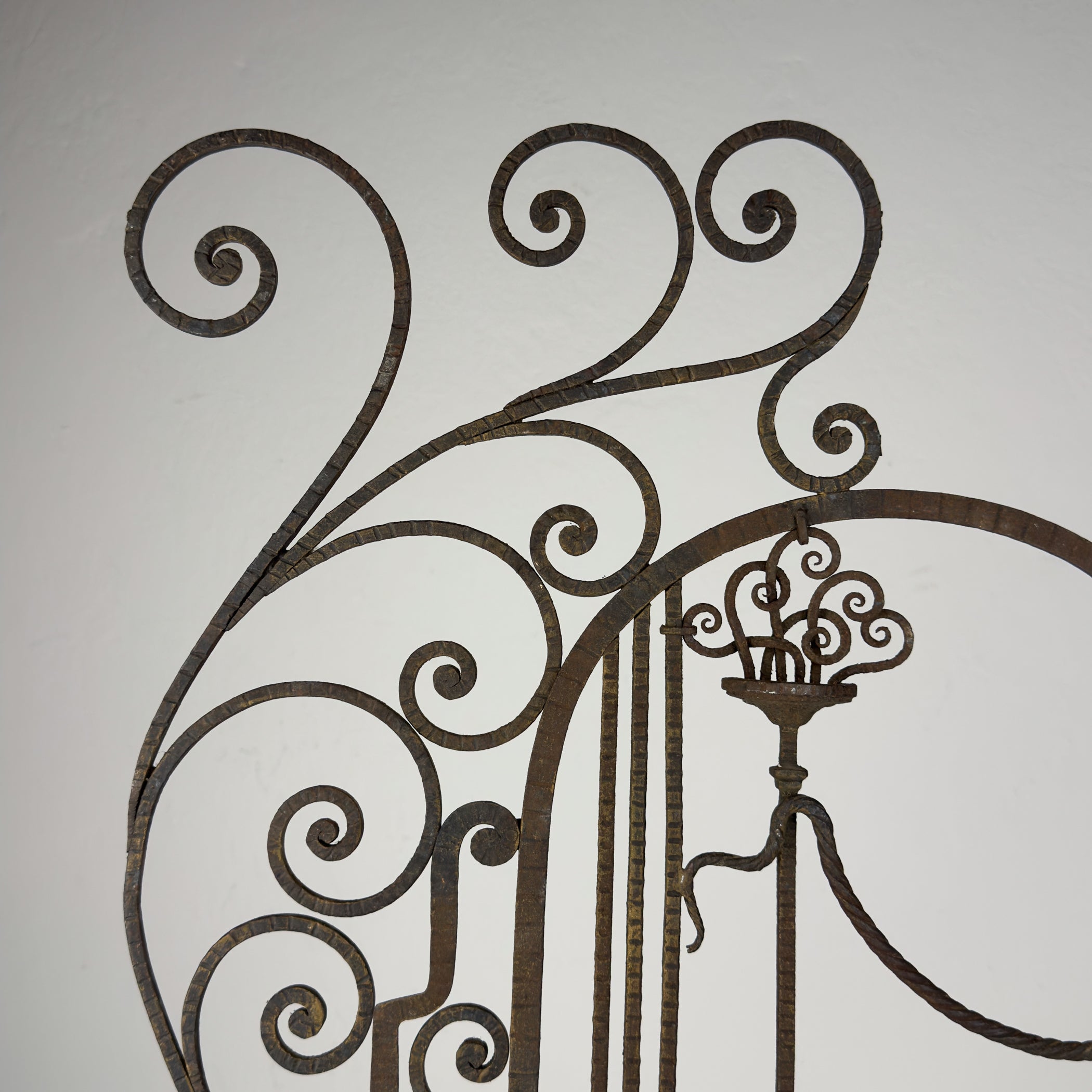 Antique wall decorative panel of wrought iron, Italy 1920s