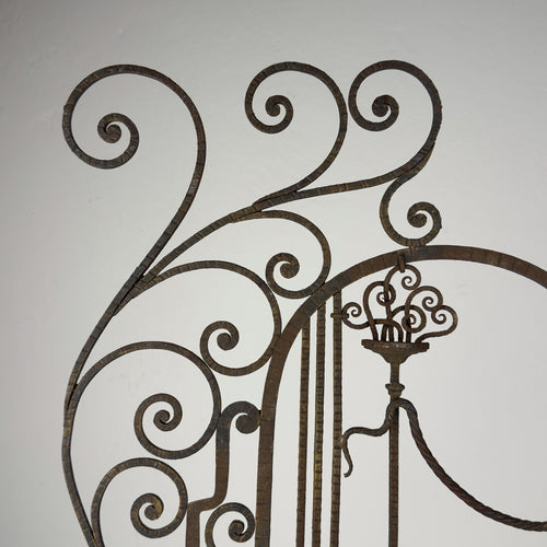 Antique wall decorative panel of wrought iron, Italy 1920s