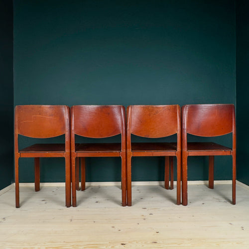 Mid-century Sistina Saddle dining chairs by Tito Agnoli for Matteo Grassi, Italy 1980s, Set of 4