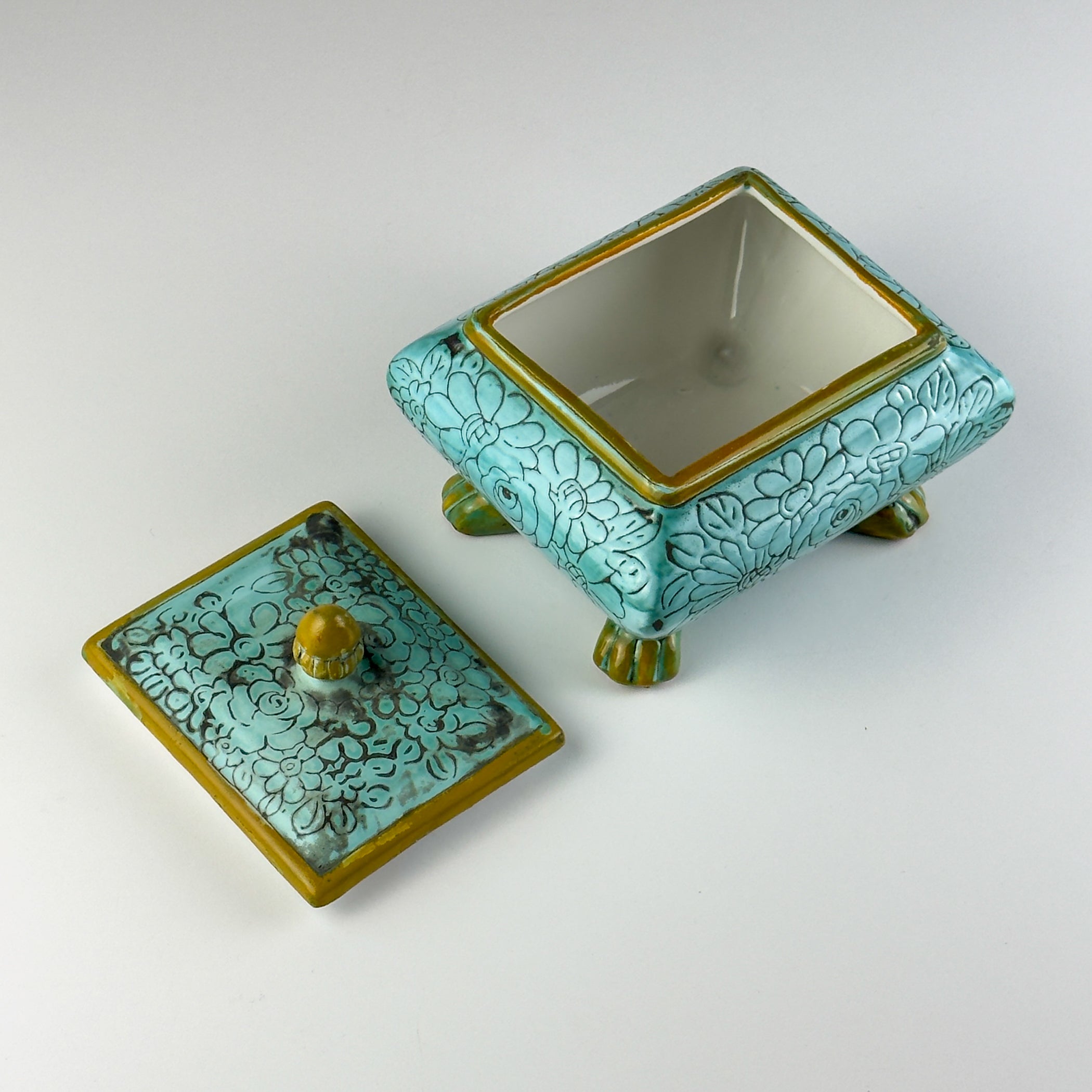 Vintage ceramic jewelry box by Maioliche d'arte Cordivani, Ascoli Piceno, Italy 1970s