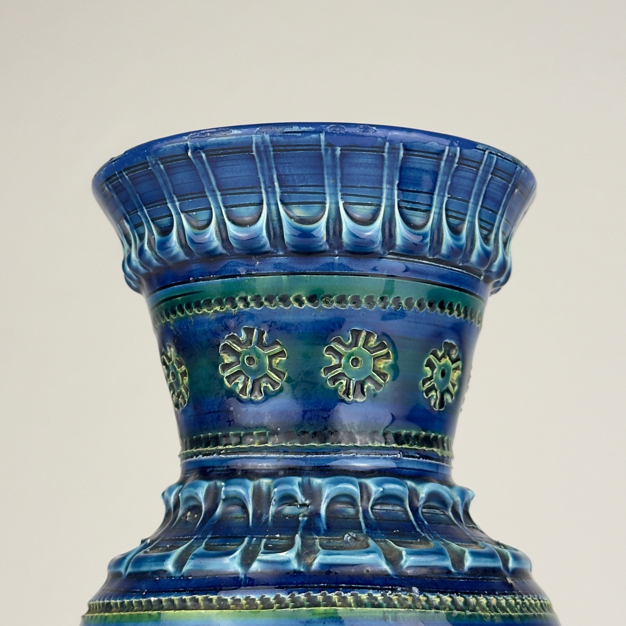 Vintage ceramic vase Rimini Blue, design Aldo Londi, Bitossi Italy 1970s