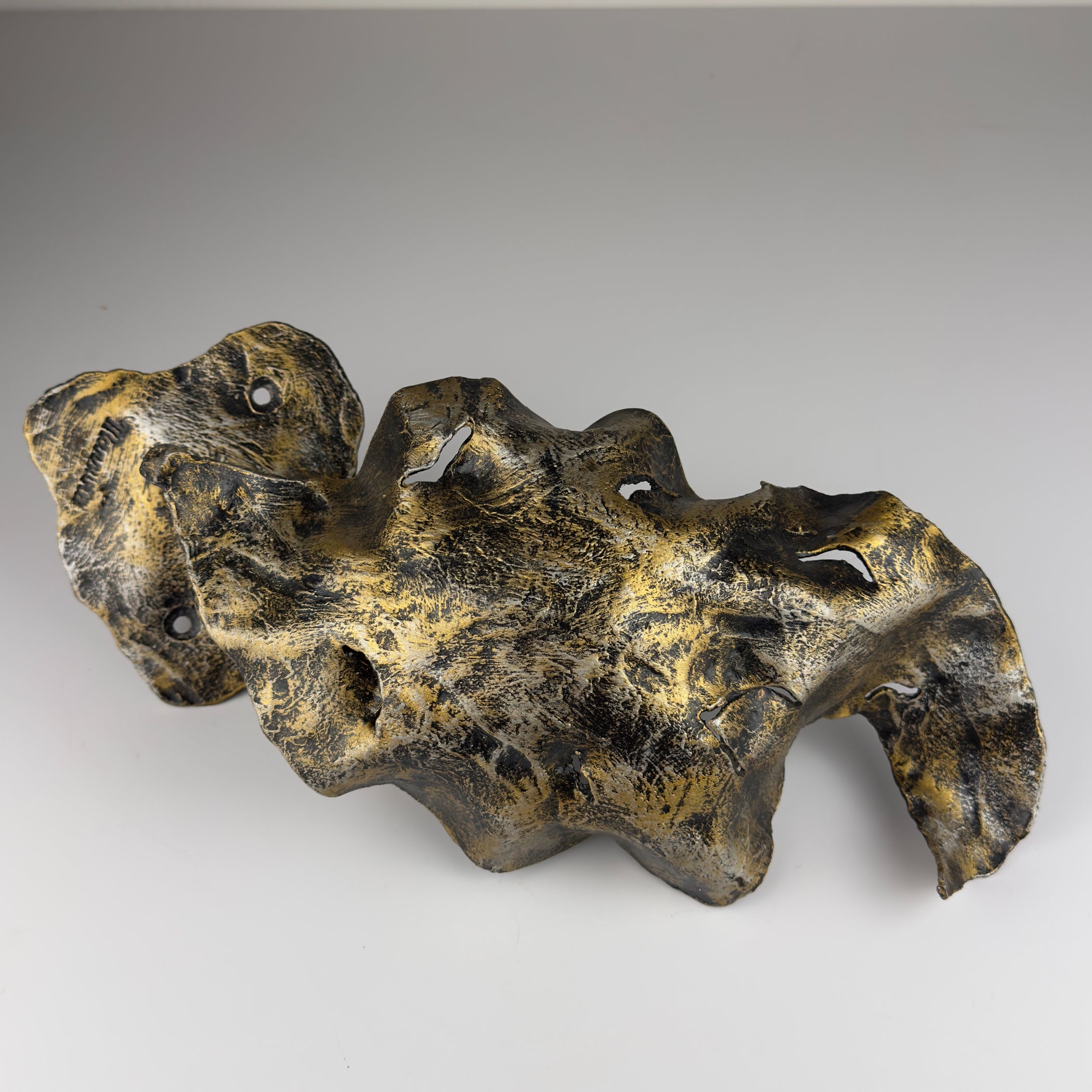 Original metal Brutalist wall lamp by Salvino Marsura, Italy 1970s