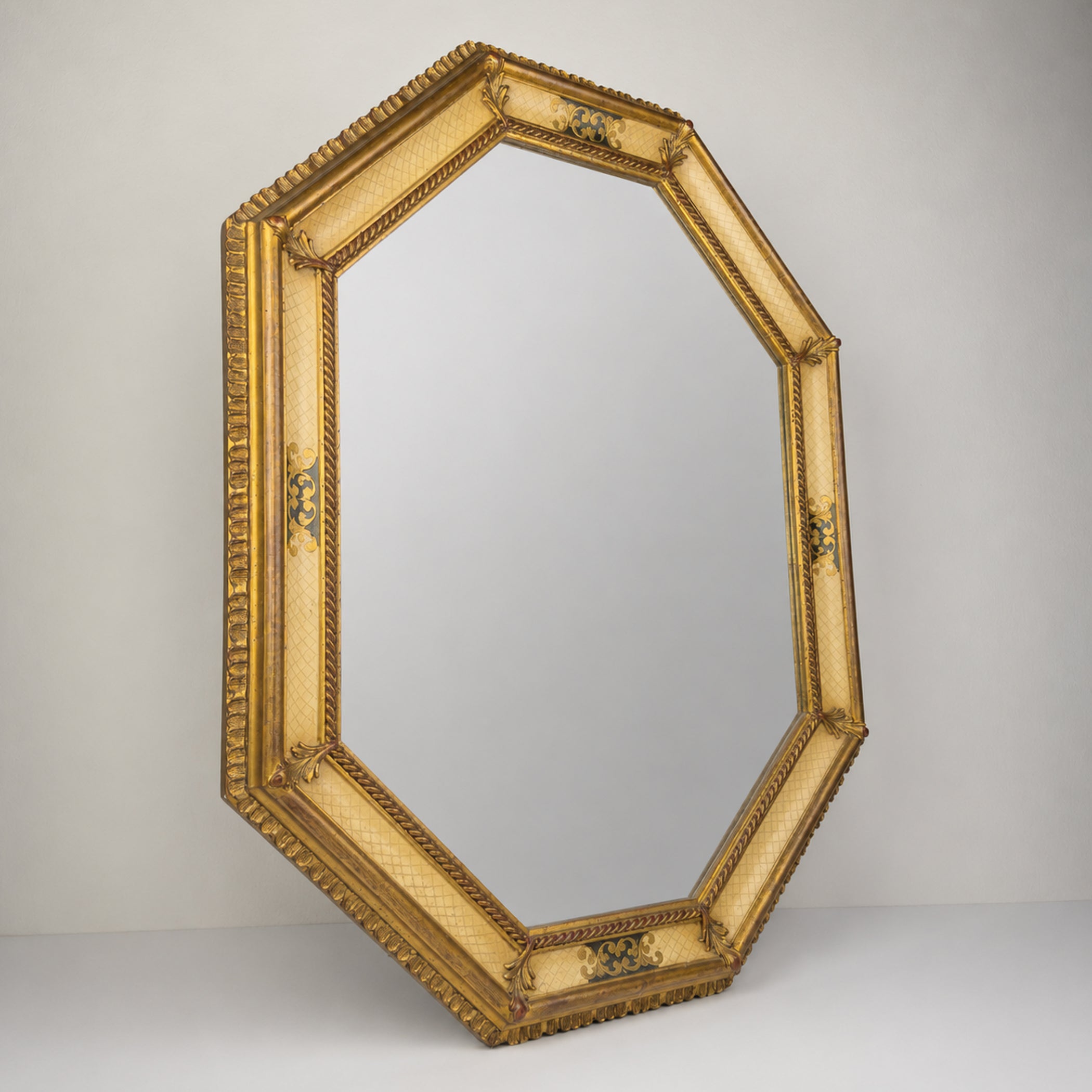 Vintage Large Wooden Wall Mirror, Italy 1930s