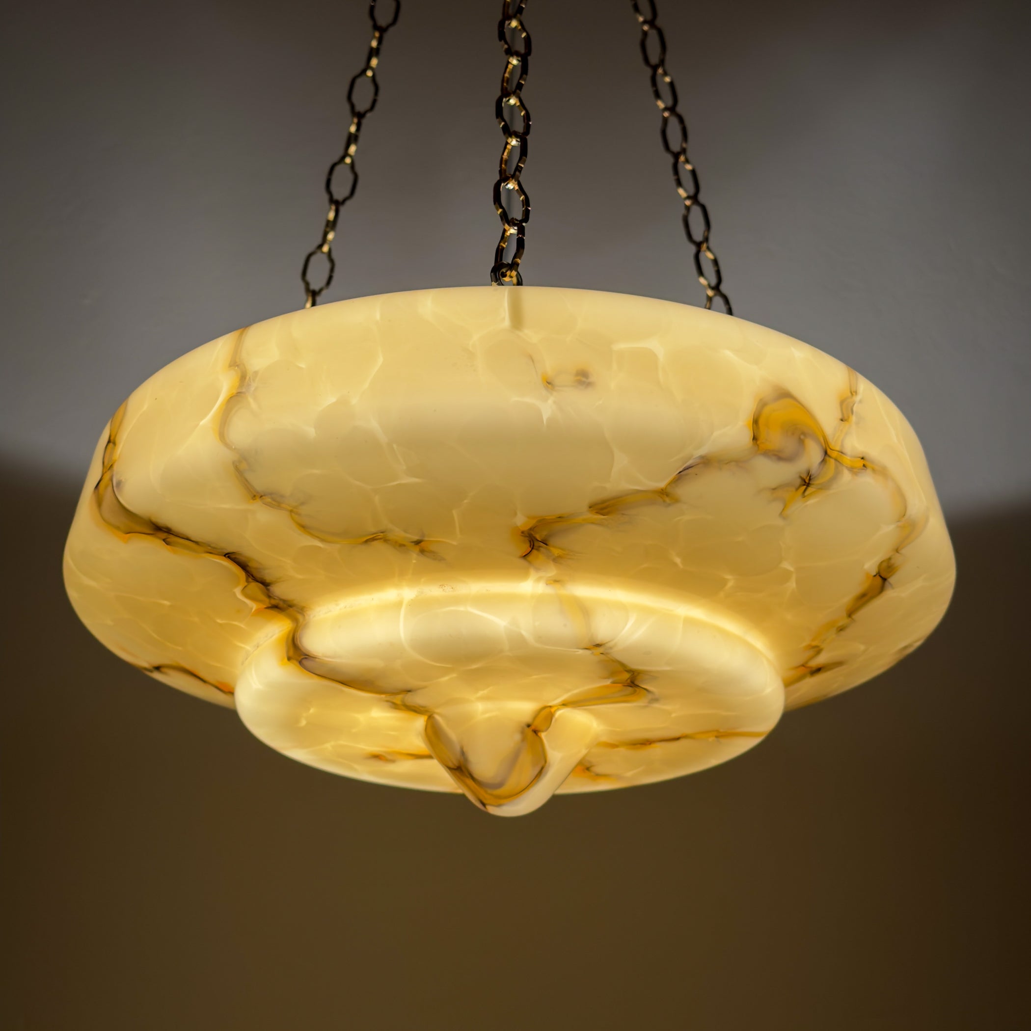 Art Deco yellow glass pendant lamp, Italy 1930s