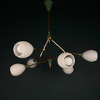 Mid-Century Stilnovo chandelier with Opaline Glass, Italy 1960s