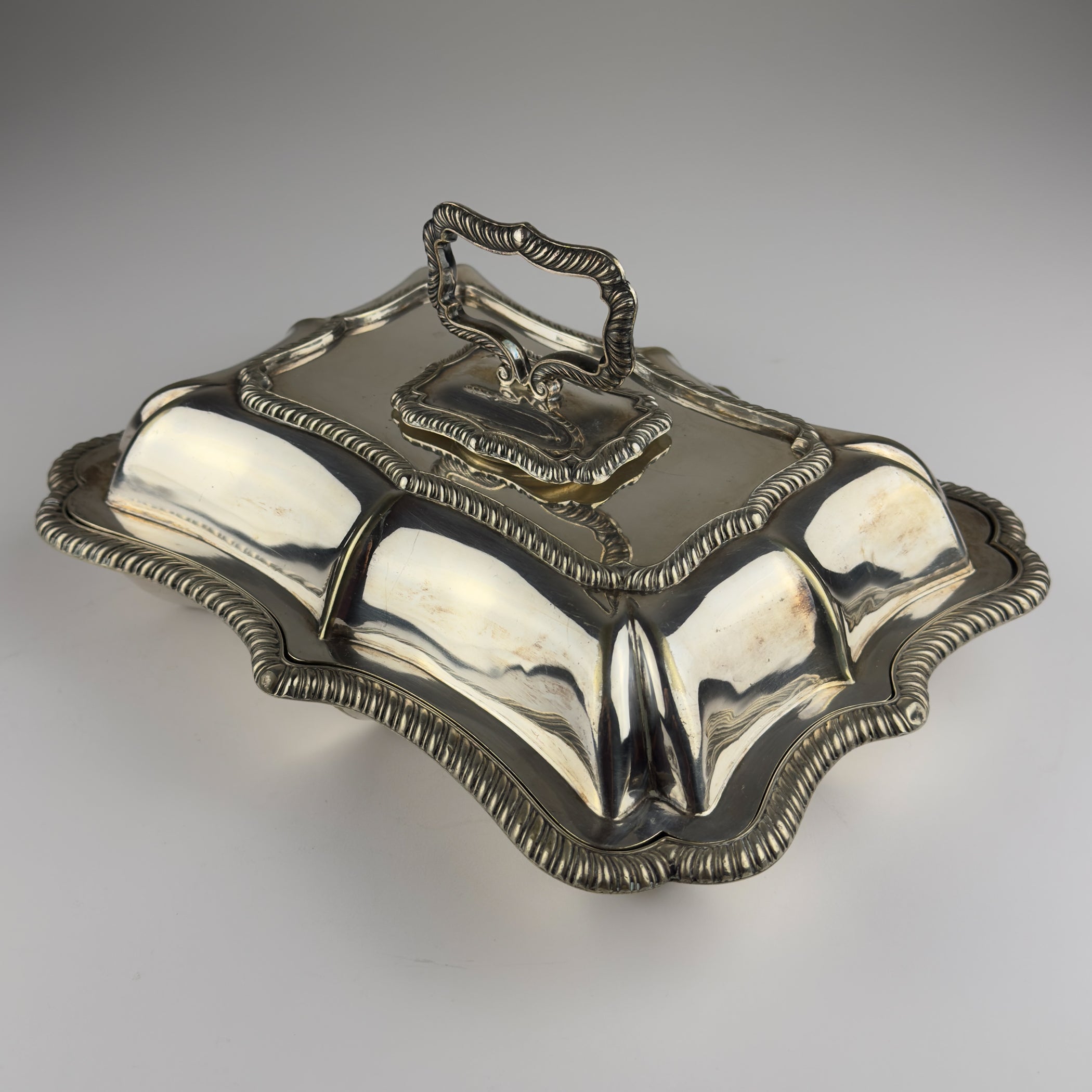 Antique Silver Plated Sheffield Serving Dish And Cover, England, early 20th century