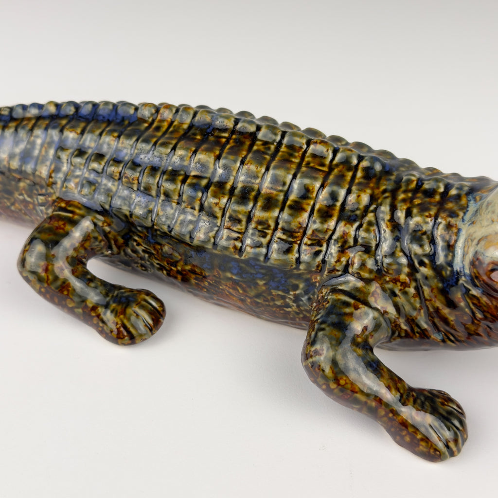 Vintage ceramic sculpture of Crocodile from Bassano, Italy 1980s