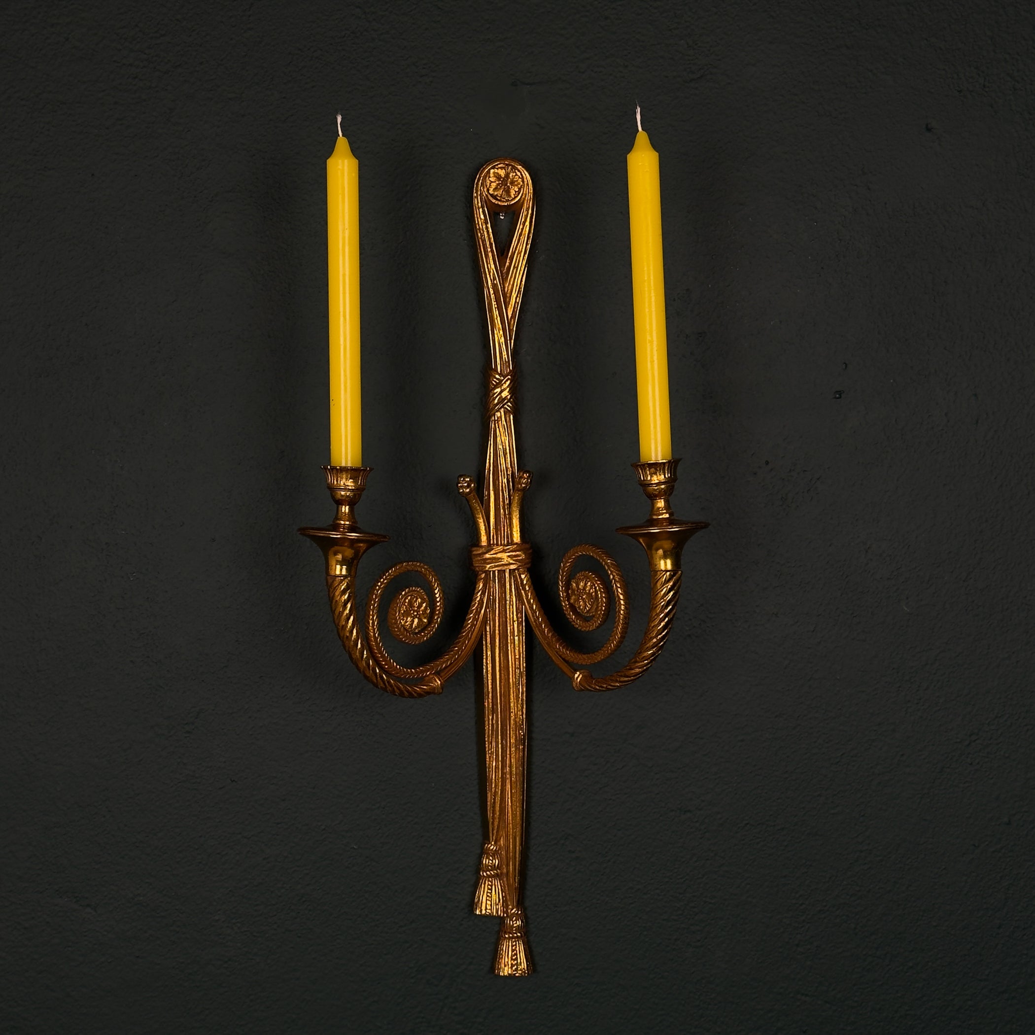 Large Bronze Wall Candle Sconce, France 1950s