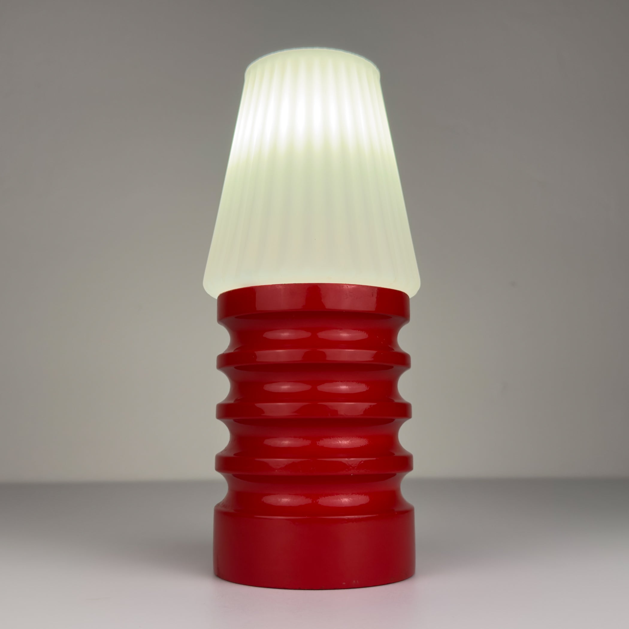 Mid-century small wood and glass table lamp, Italy 1970s