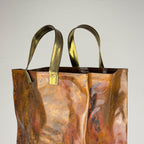 Vintage Copper Magazine Rack "Shopper Bag" with Brass Handles, Italy 1970s