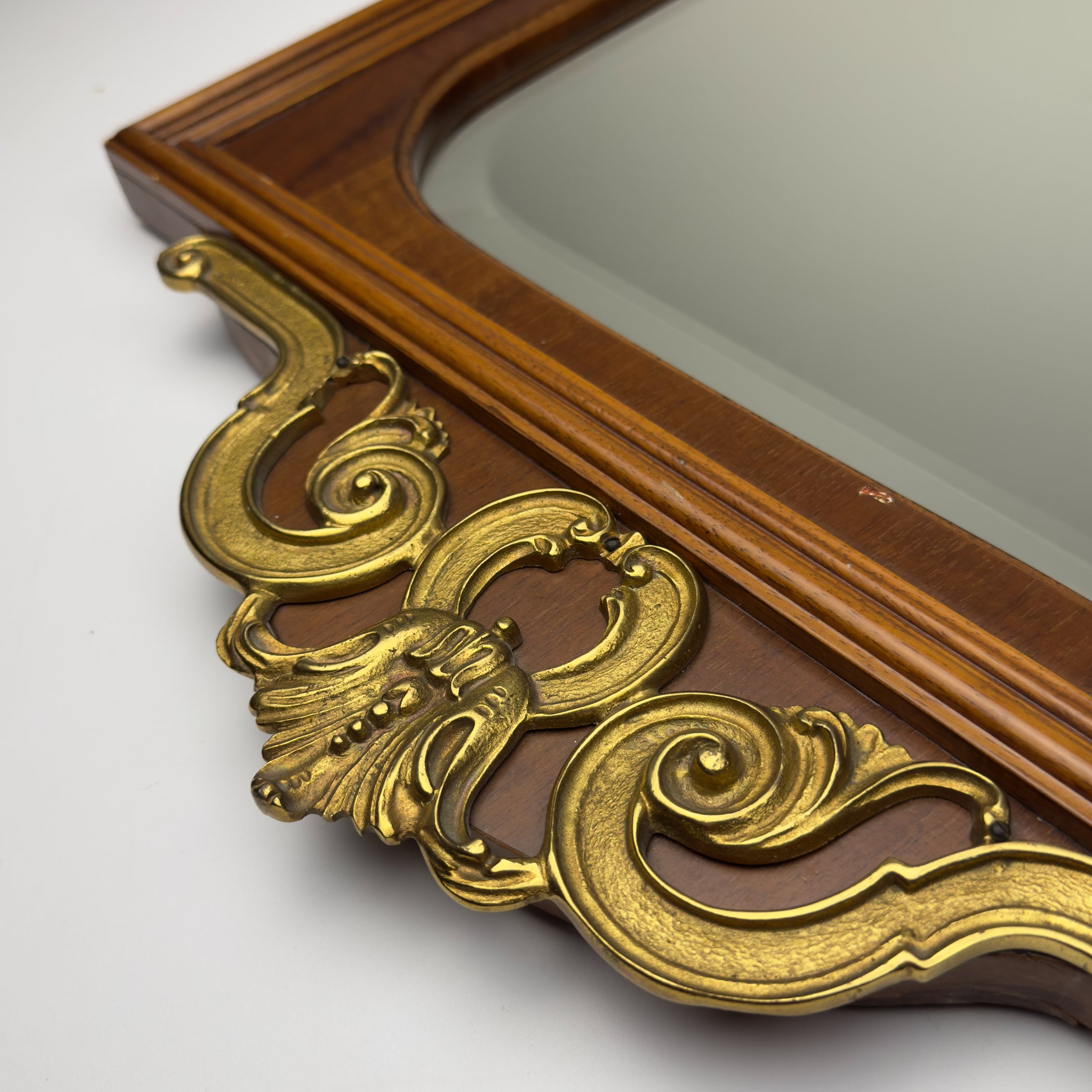 Vintage Large Wooden Wall Mirror, Italy 1950s