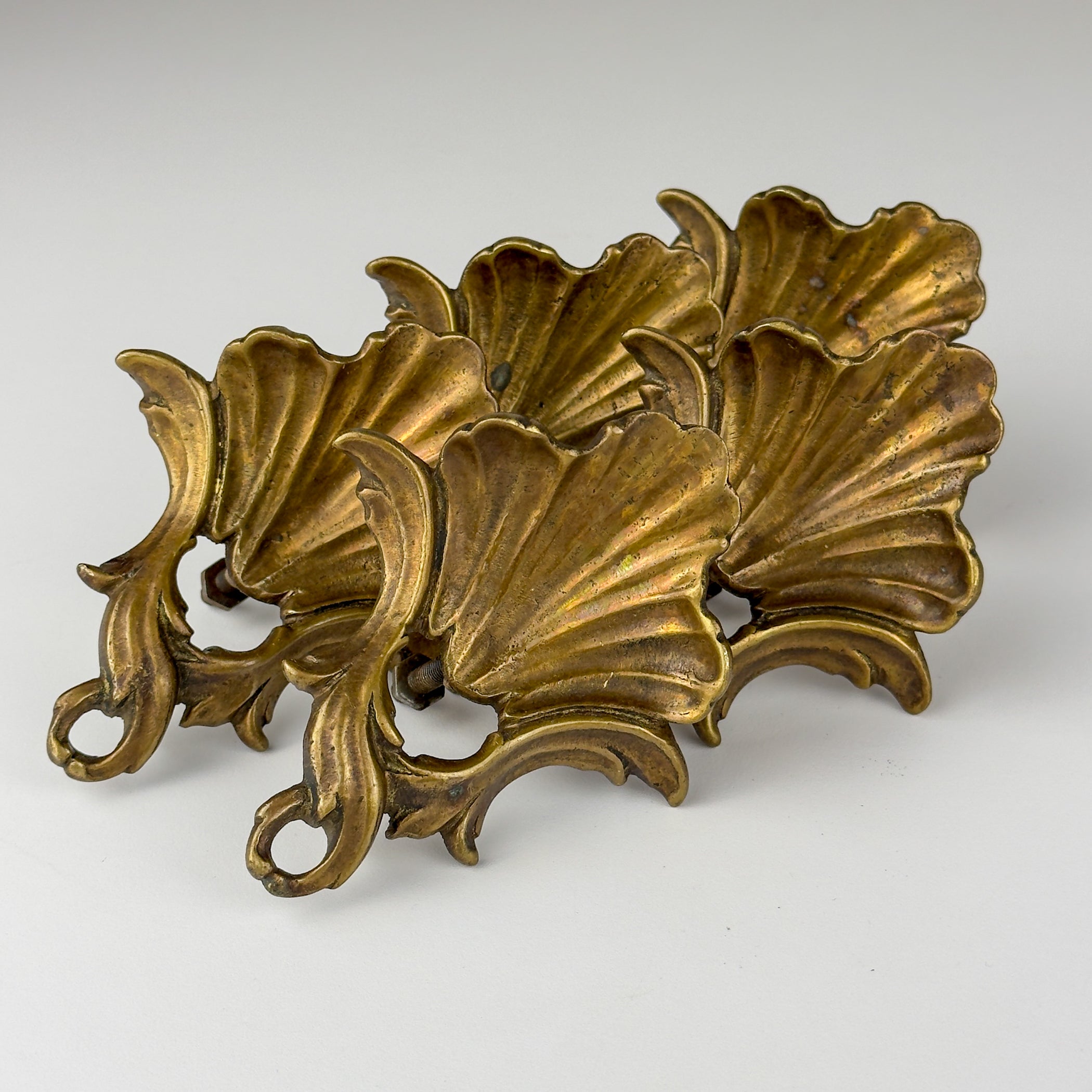 Antique bronze furniture handles, Italy, 1930s, Set of 5, Vintage home decor