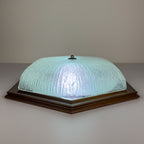 Vintage ice murano glass ceiling lamp Italy 1980s Flush Mount Light