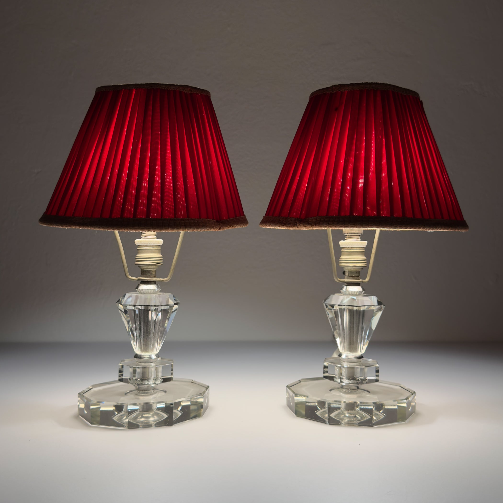 Vintage glasses table lamps, Set of 2, Italy 1950s