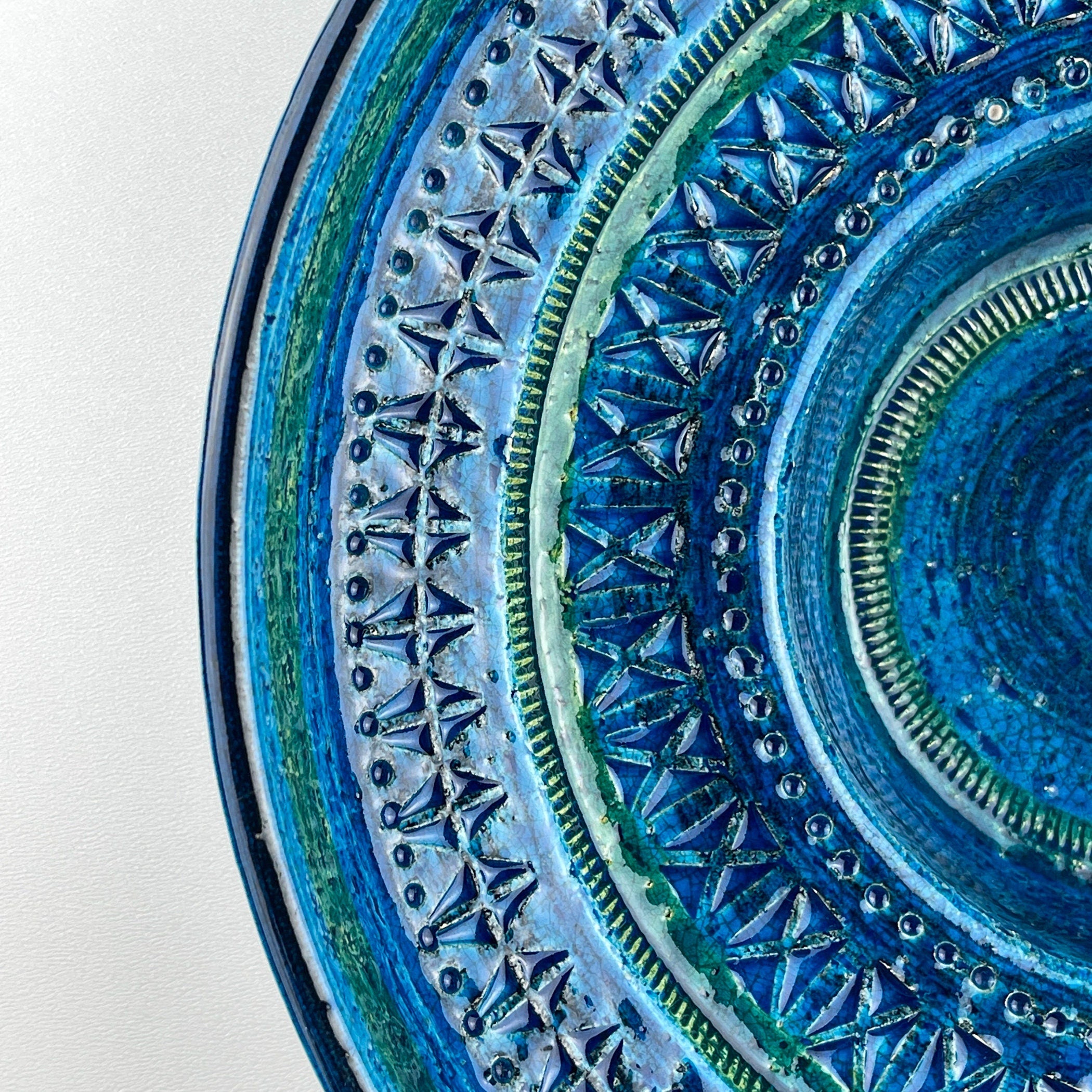Vintage ceramic plate Rimini Blue, design Aldo Londi, Bitossi Italy 1970s, Mid-century home decor