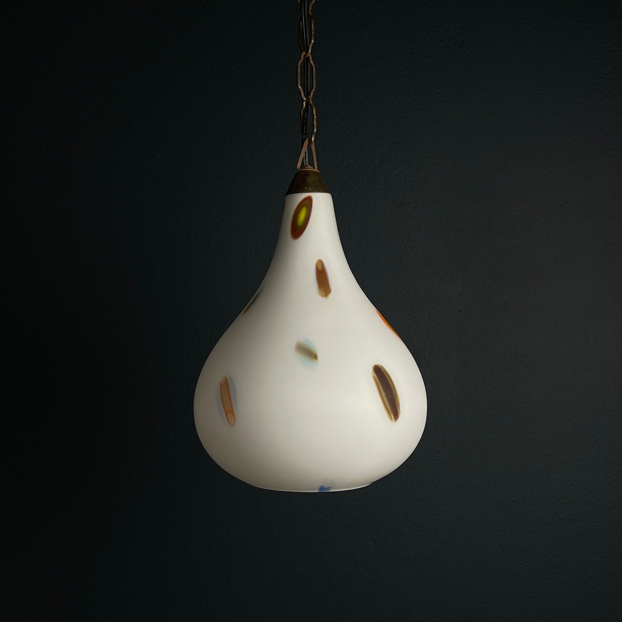 Mid-century multicolor opaline murano glass pendant lamp by Stilnovo Italy 1950s