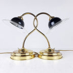 Vintage Gold Bedside Lamps: Italian Retro Mid-Century Lighting Pair