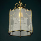Vintage pendant lamp Italy '60s Brass Polished Glass Retro lighting