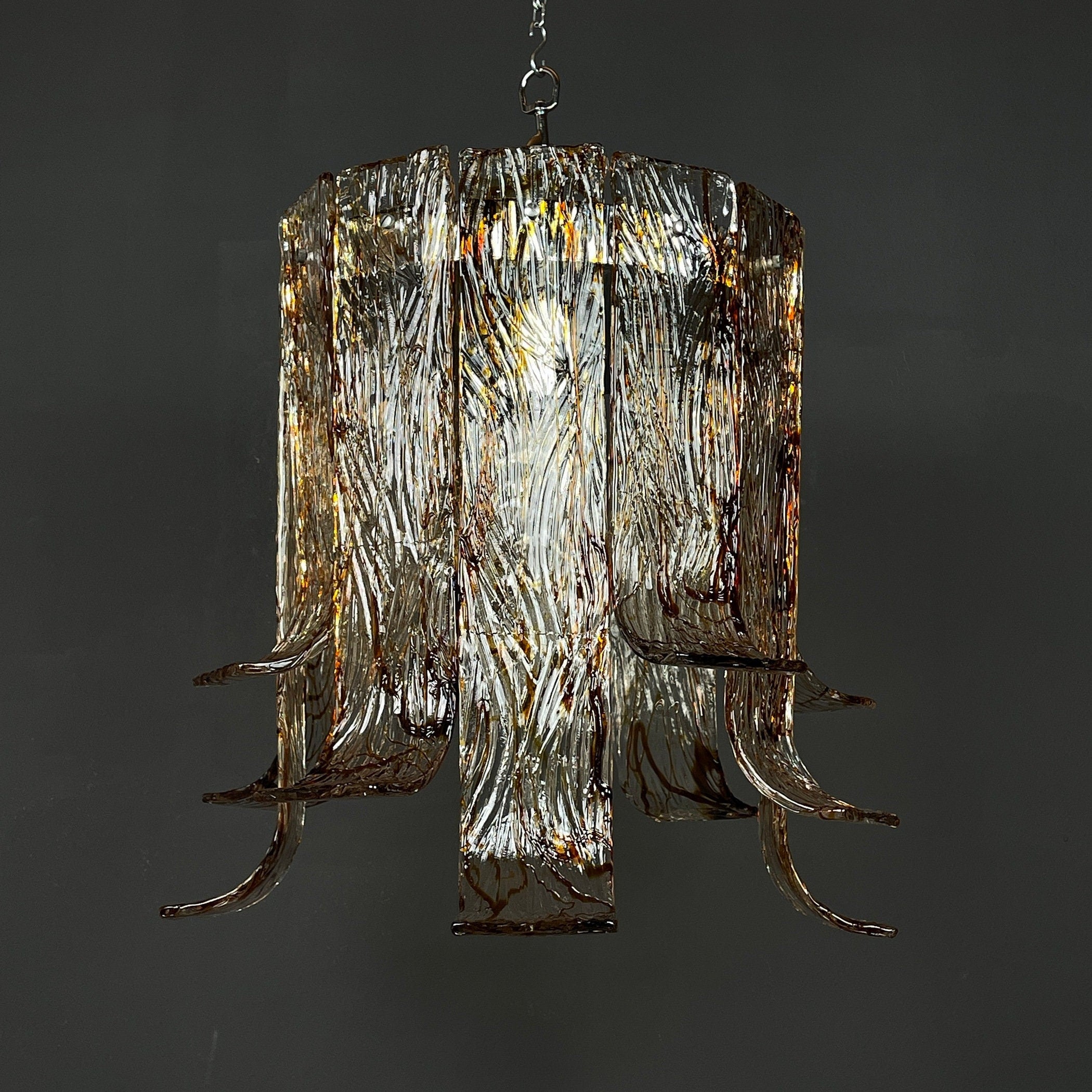 Vintage large murano chandelier by AV Mazzega Italy 1970s Mid-century italian lighting