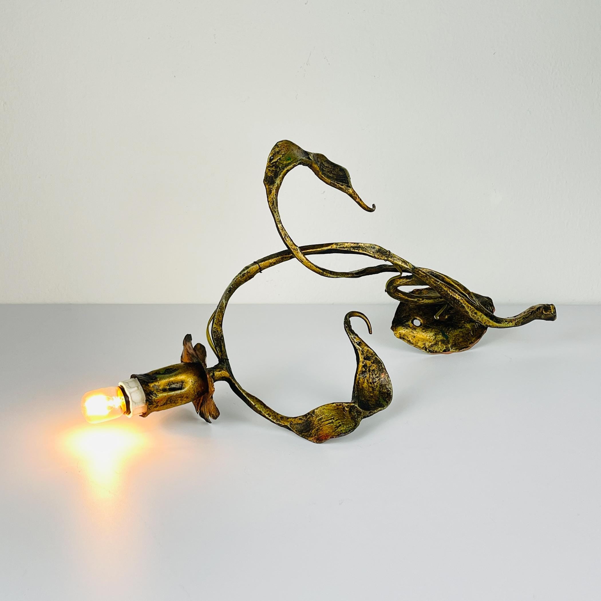 Original metal Brutalist wall lamp by Salvino Marsura, Italy 1960s, Mid-century Modern
