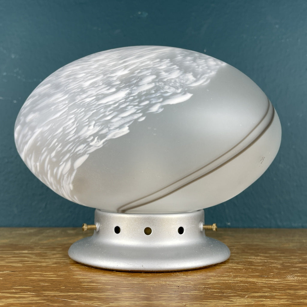 Vintage Murano Glass Night Lamp: 80s Italian Swirl Sphere Table Lamp