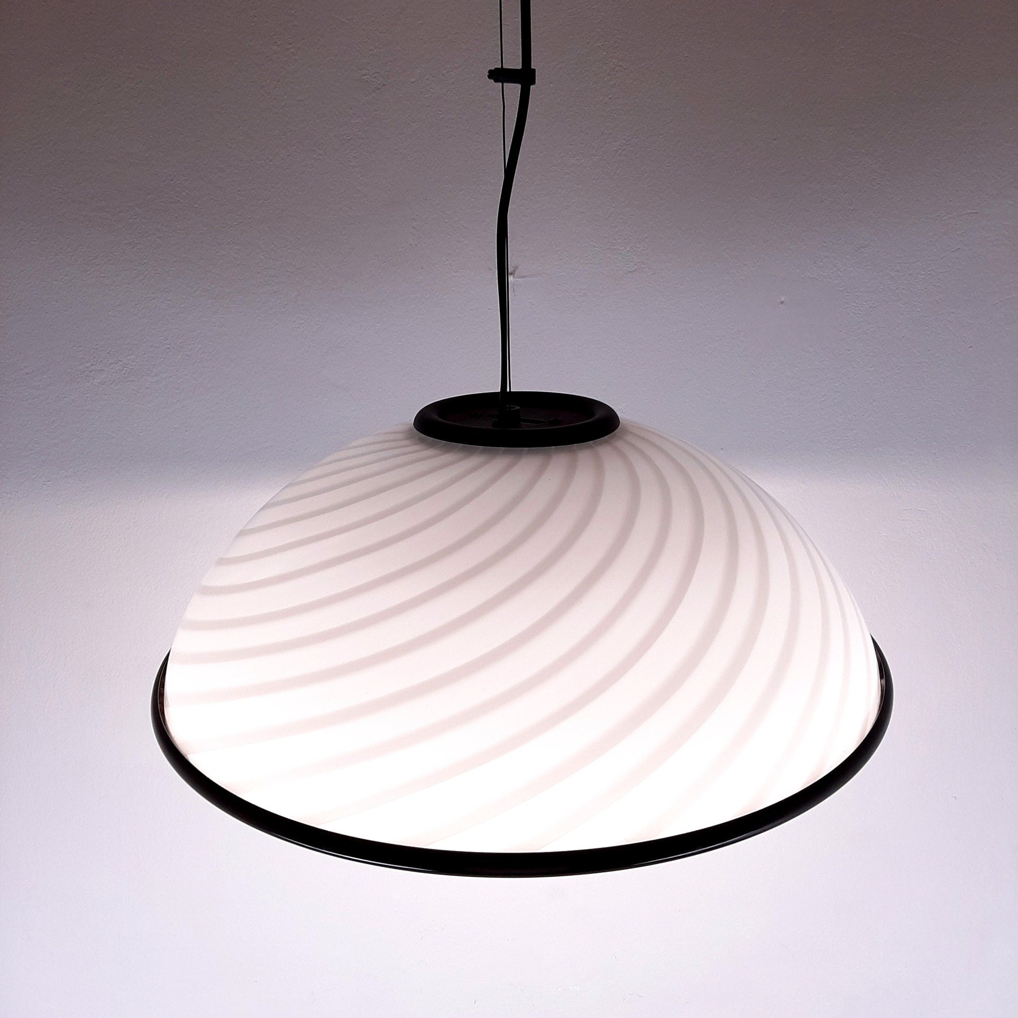 Murano pendant lamp White and Black, Italy 1980s