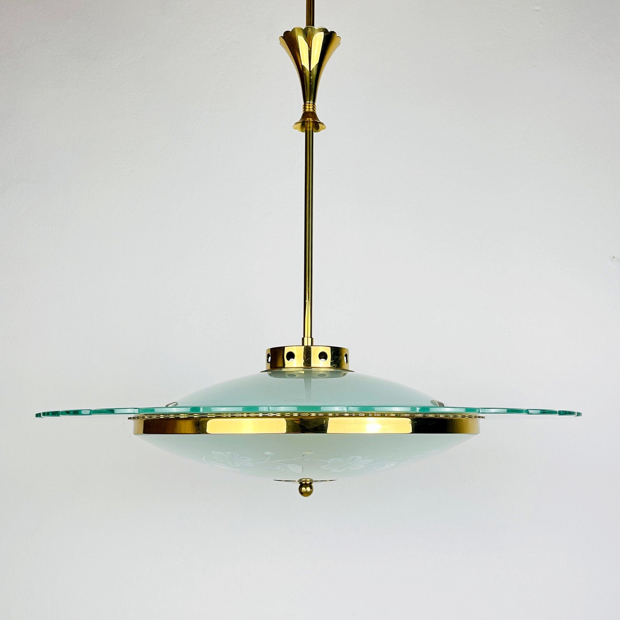Vintage Fontana Arte Disk Chandelier by Pietro Chiesa, 1940s Italian Lighting