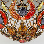 Vintage Metal and murano glass chandelier by MM Lampadari Italy 1990s