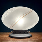 Vintage Murano Glass Night Lamp: 80s Italian Swirl Sphere Table Lamp