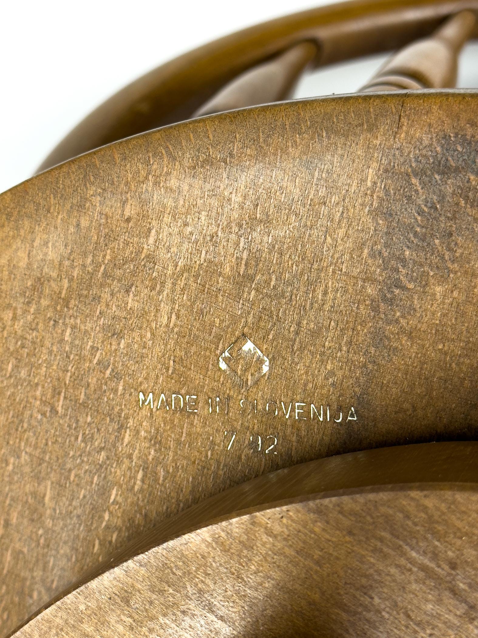 Vintage wooden bar swivel chair, Slovenia 1992