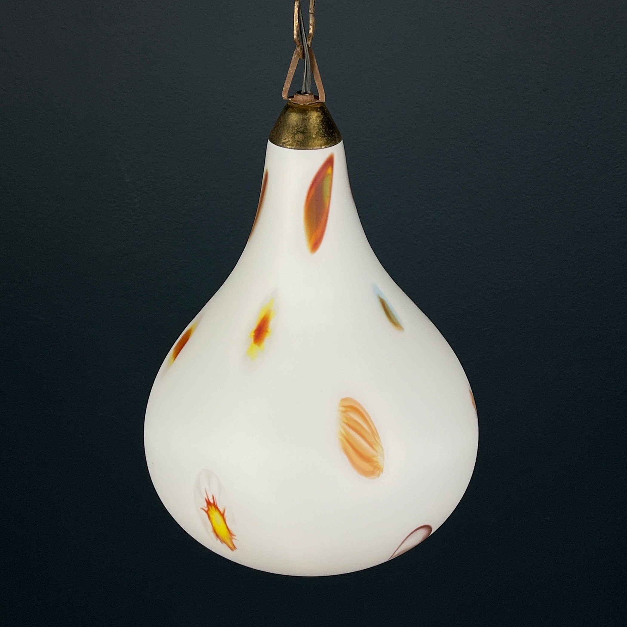 Mid-century multicolor opaline murano glass pendant lamp by Stilnovo Italy 1950s