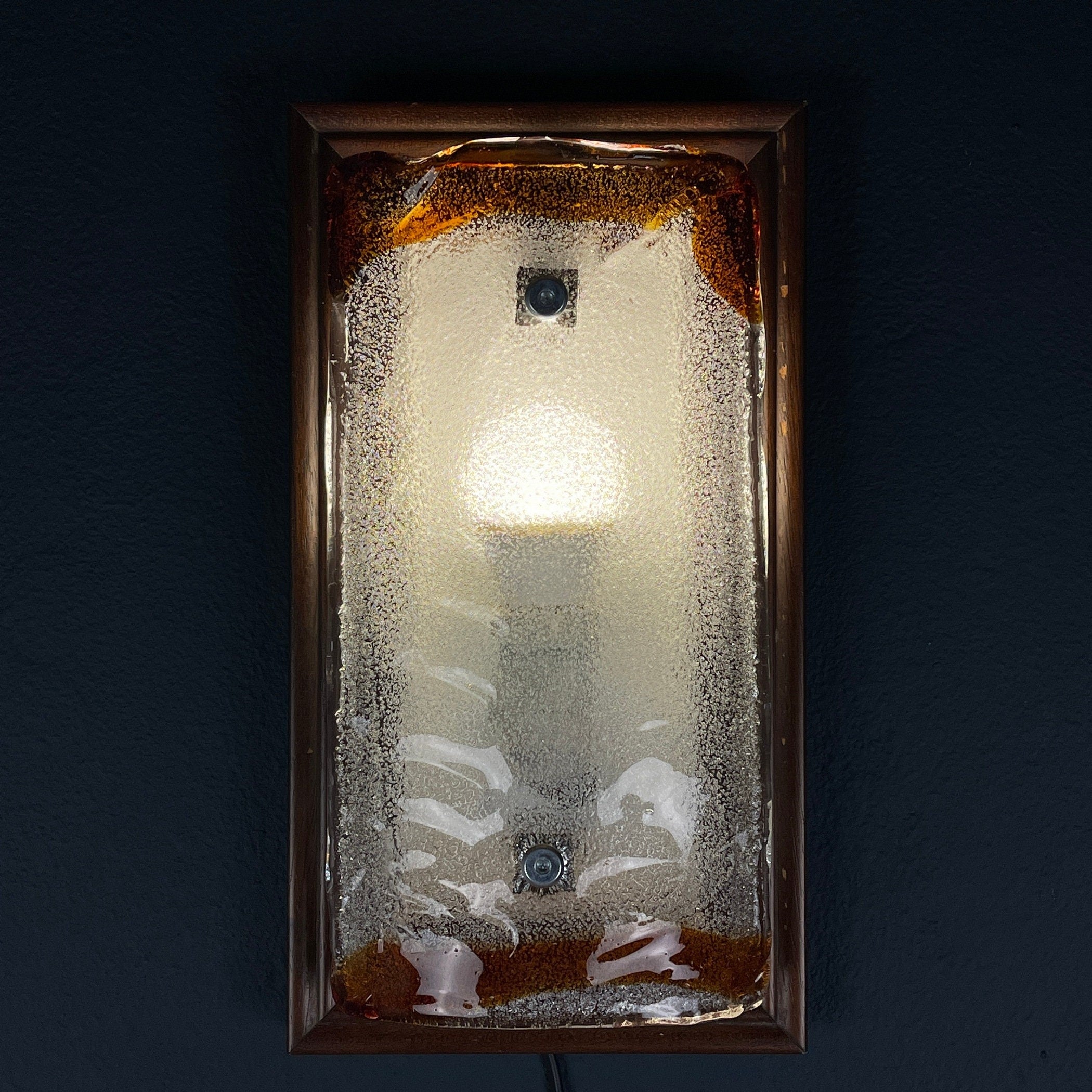 Vintage Wood Murano Wall lamp Italy, 1970s MCM Sconce Lamp