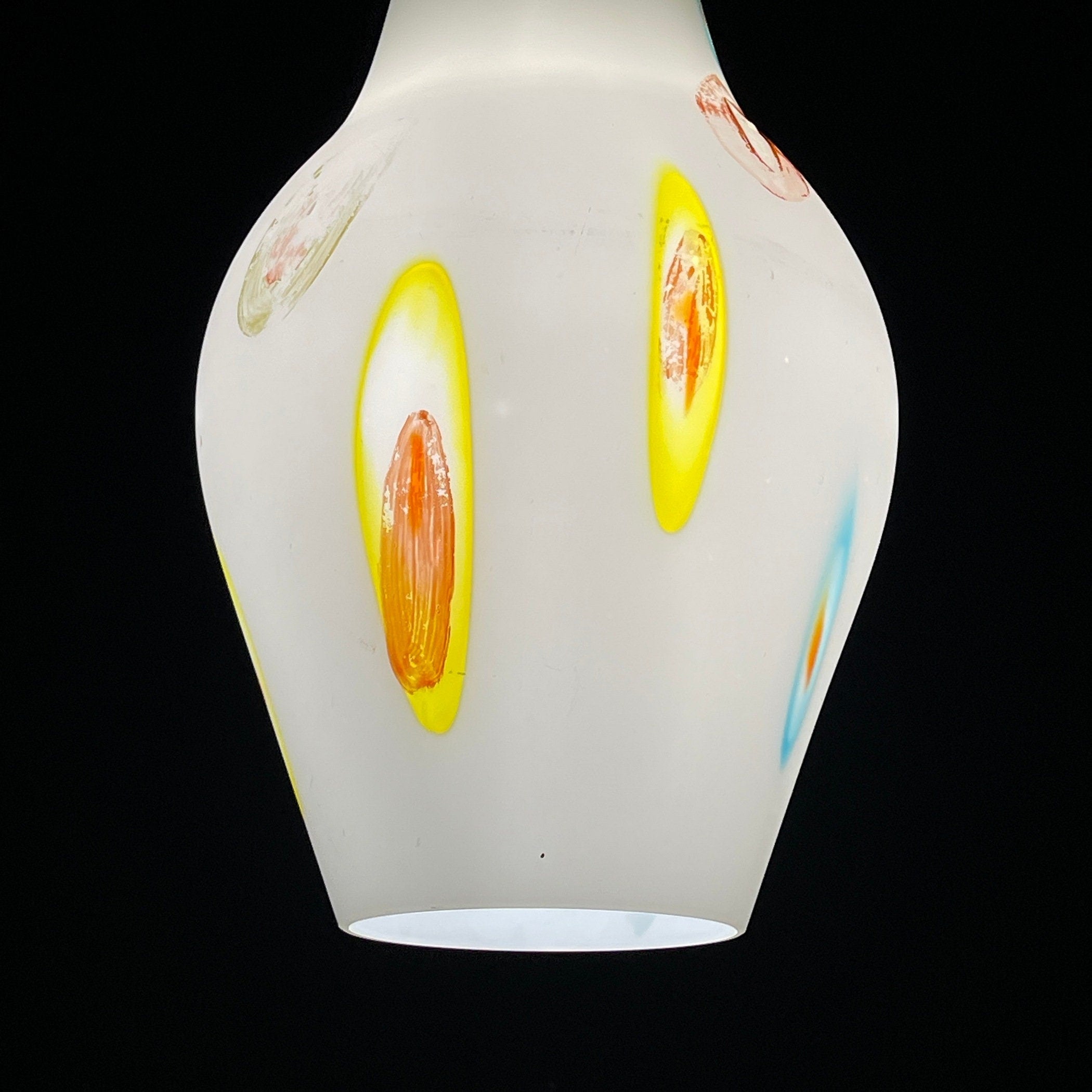 Mid-century multicolor opaline murano glass pendant lamp by Stilnovo Italy 1950s