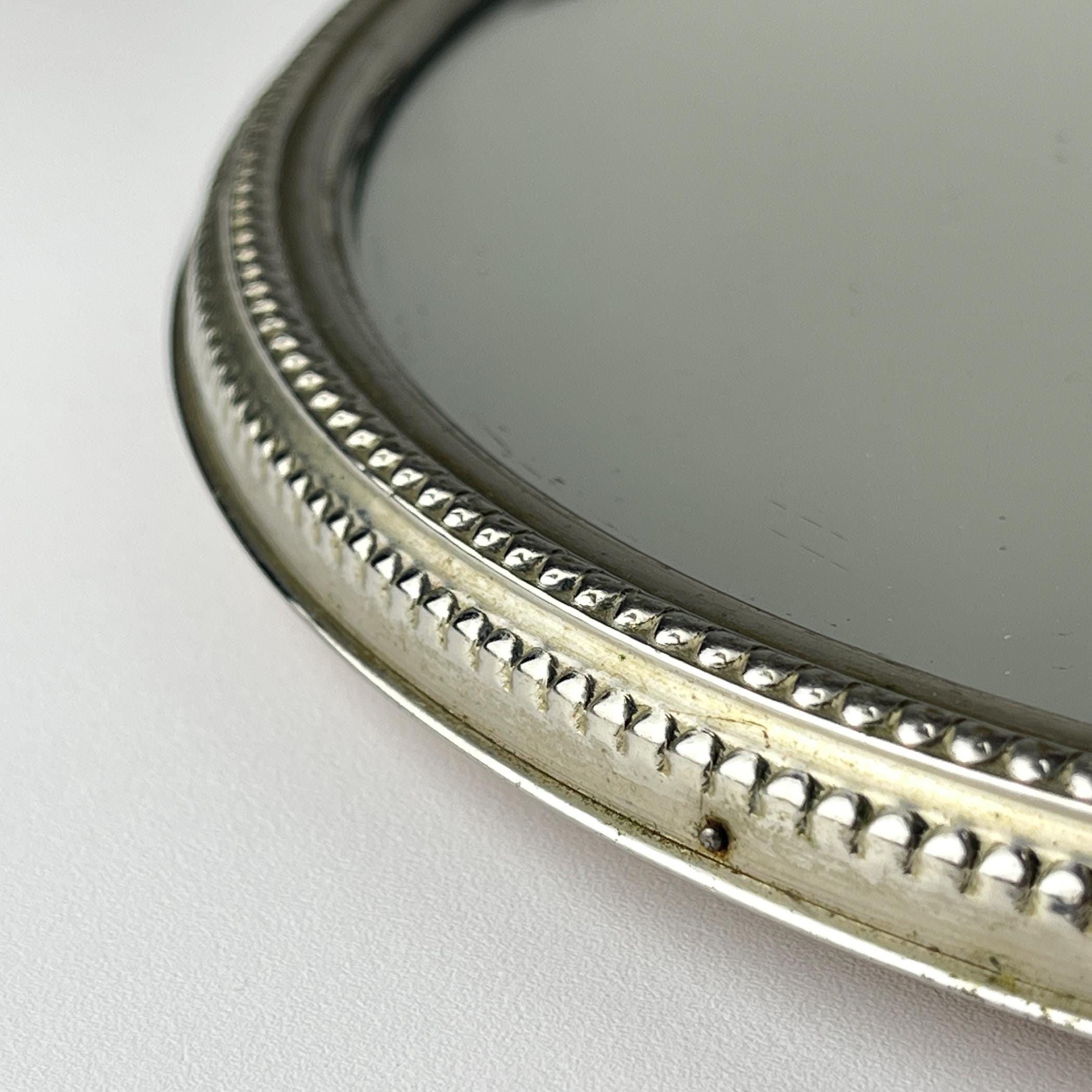 Vintage metal tray with mirror, Italy 1970s
