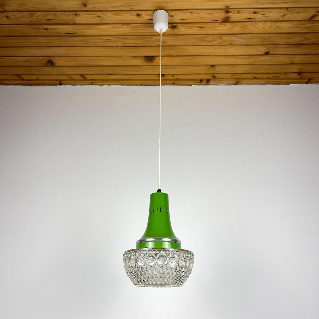 Mid-century green pendant lamp by Targetti Sankey, Italy 1960s, Vintage Italian lighting Space Age