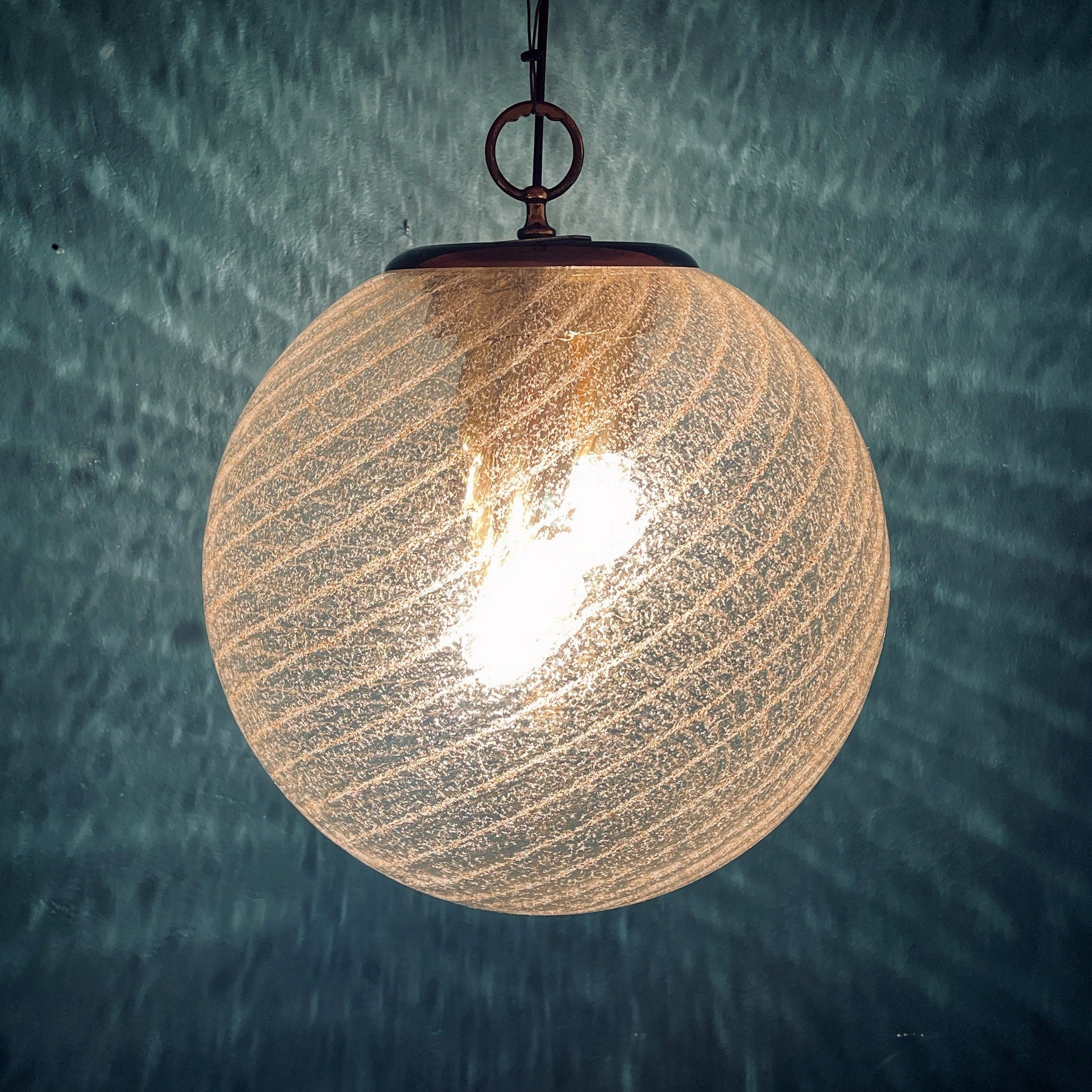 Vintage La Murrina Swirled Murano Glass Pendant Lamp - 1970s Italian Lighting