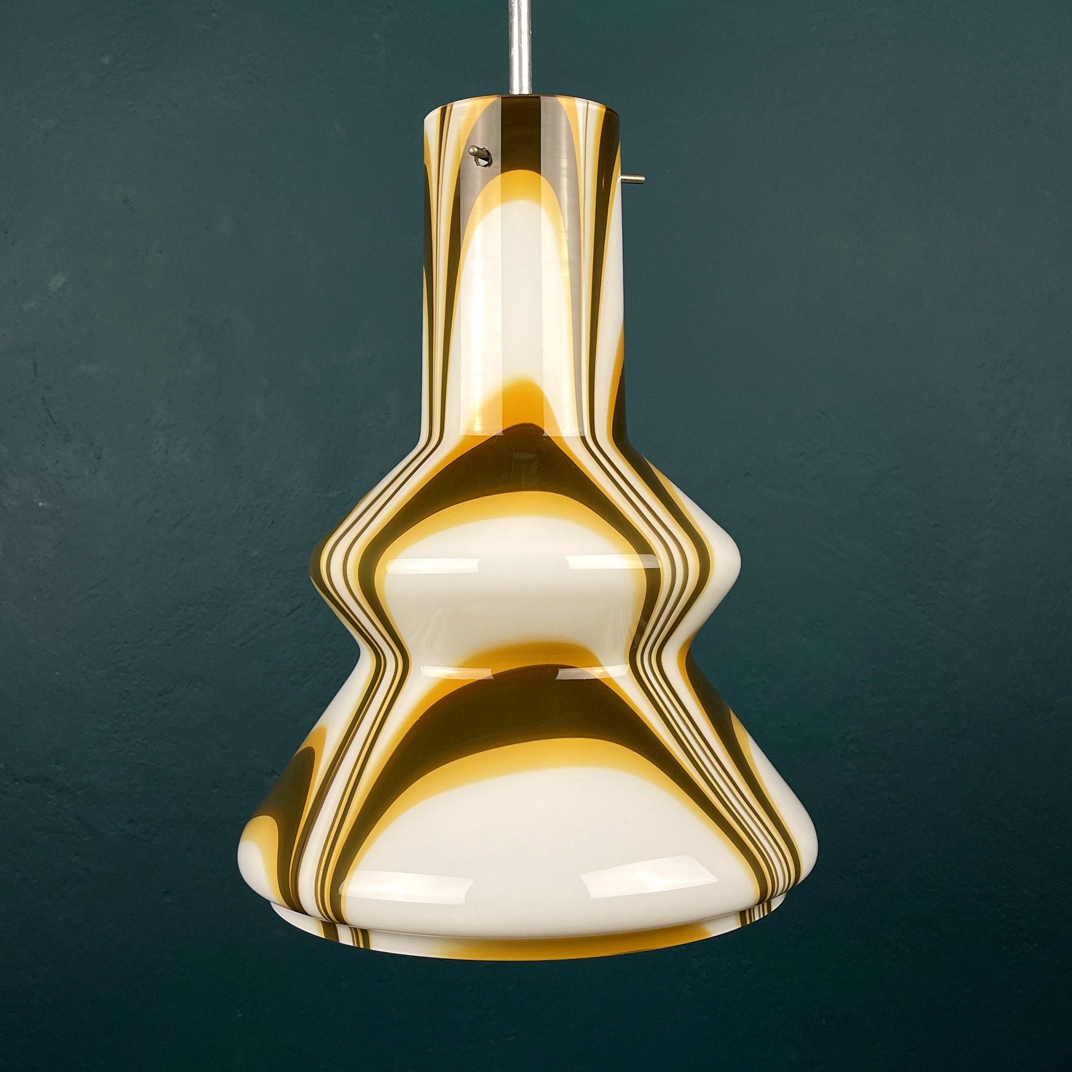 Mid-century brown opaline murano glass pendant lamp Italy 1950s