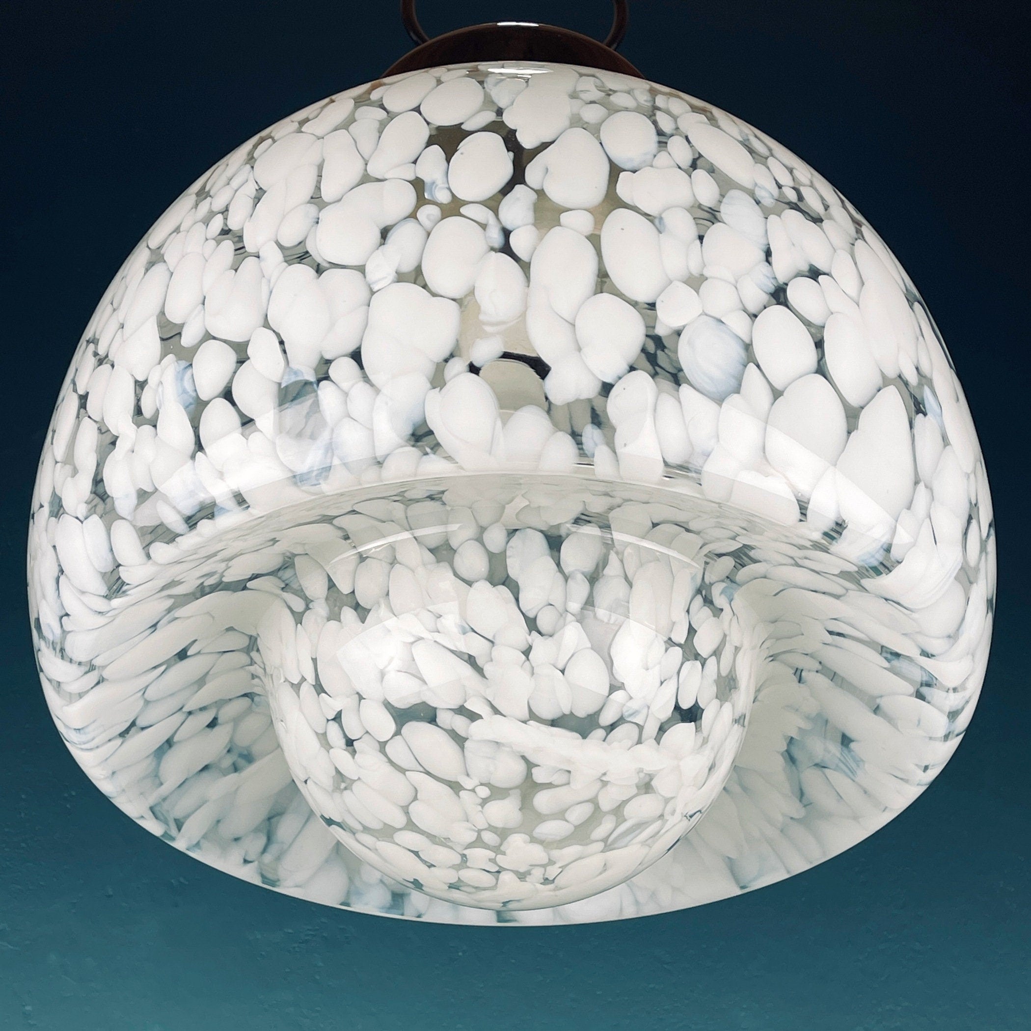 Vintage Murano Glass Mushroom Pendant Lamp: Carlo Nason Mazzega, Italy 1960s