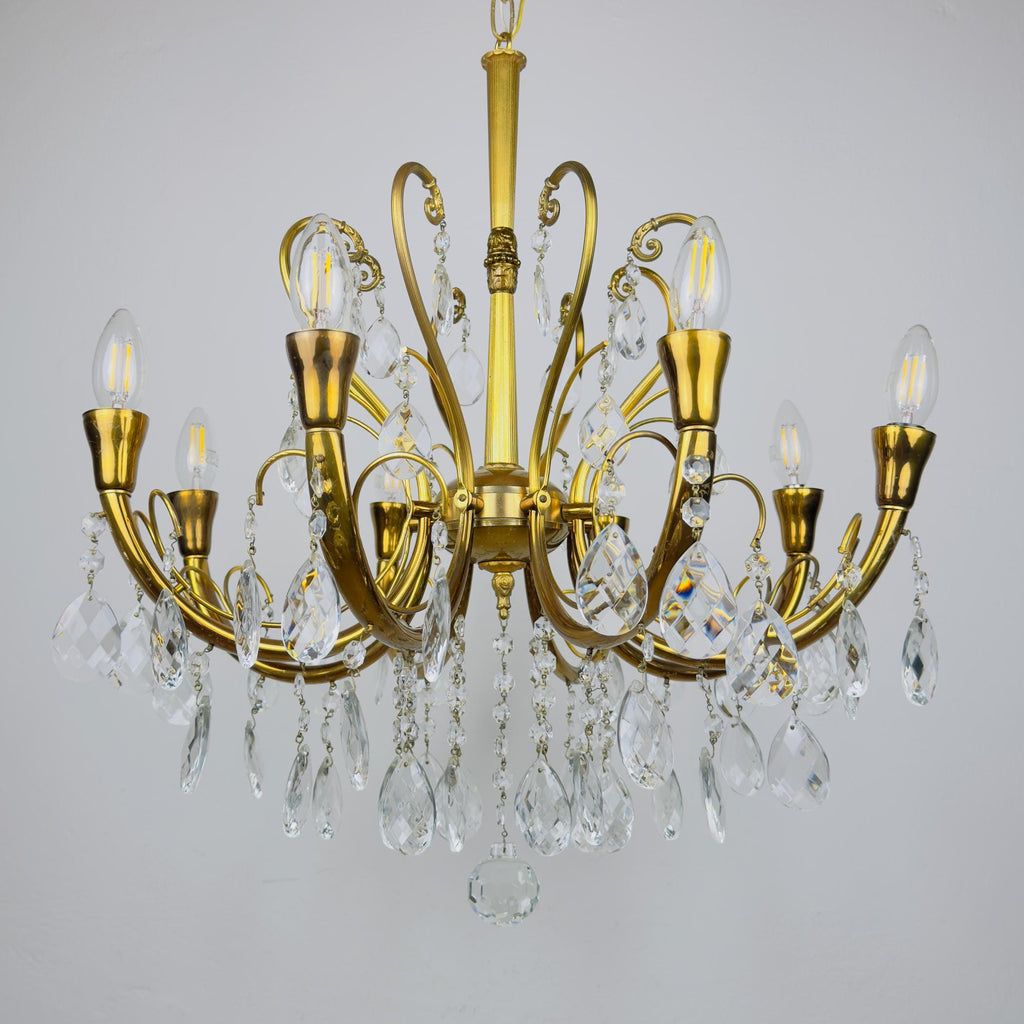 Vintage crystal chandelier, Italy 1950s