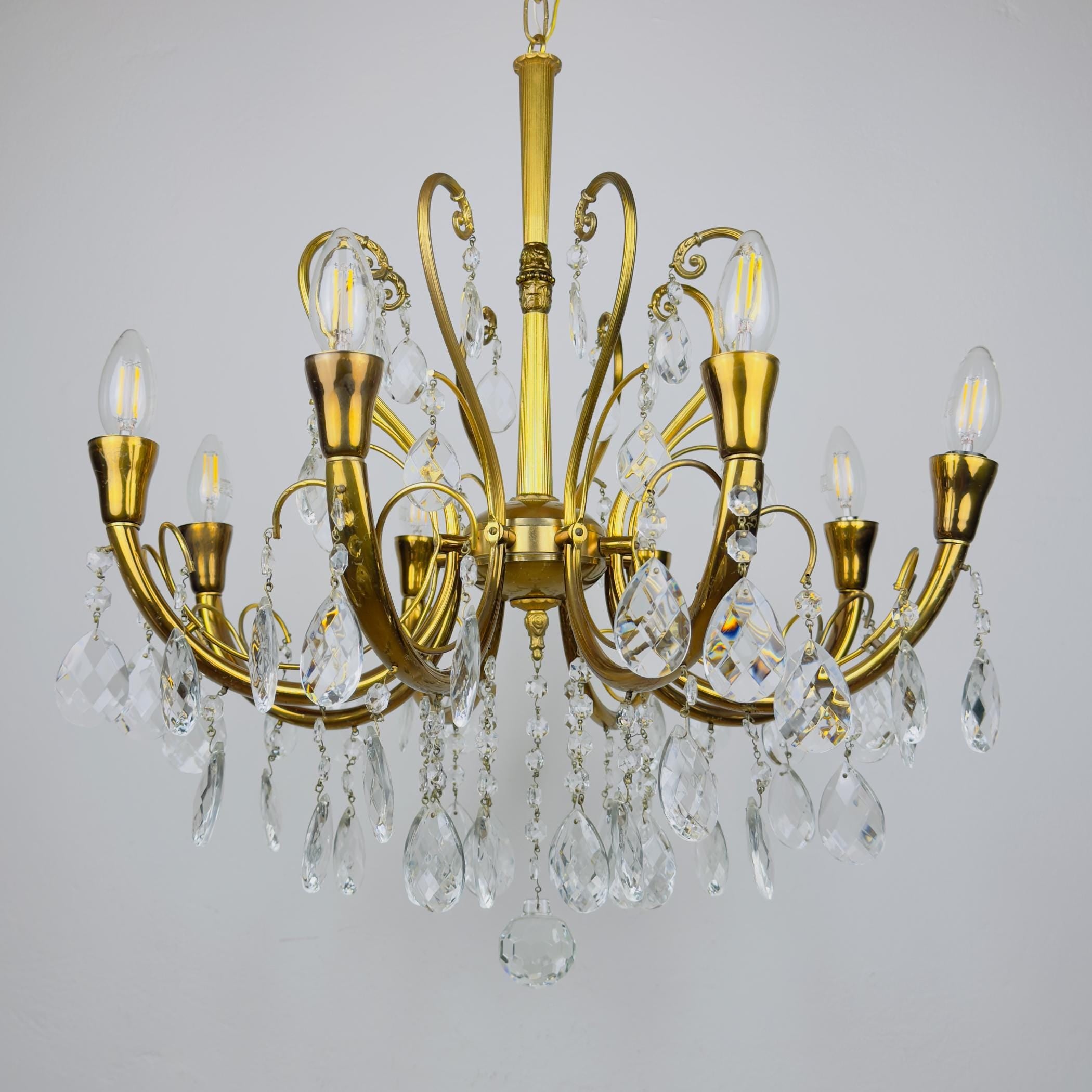 Vintage crystal chandelier, Italy 1950s