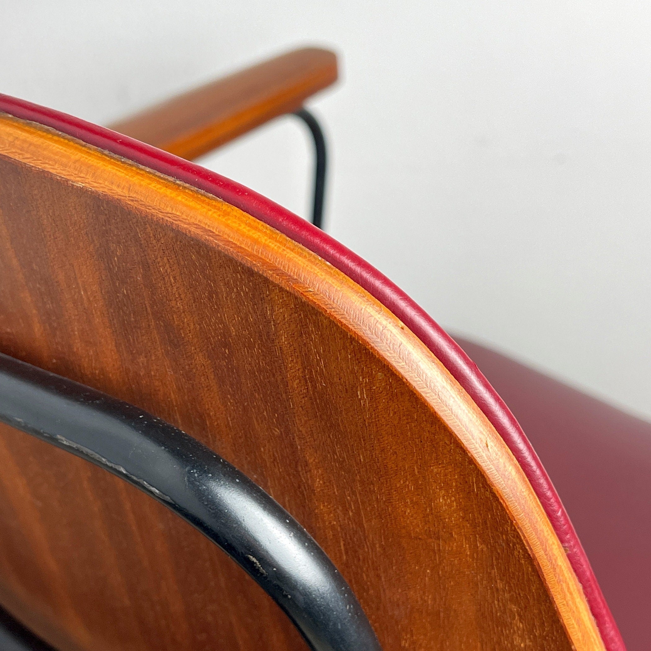 Mid-century red chair Italy 1960s Vintage italian furniture Home office chair