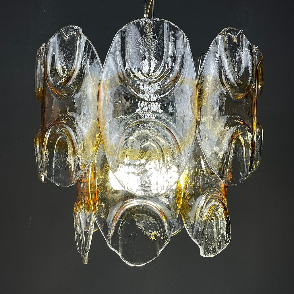 Murano chandelier by Mazzega Italy 1960s Mid-century modern italian lighting 14 murano glass petals
