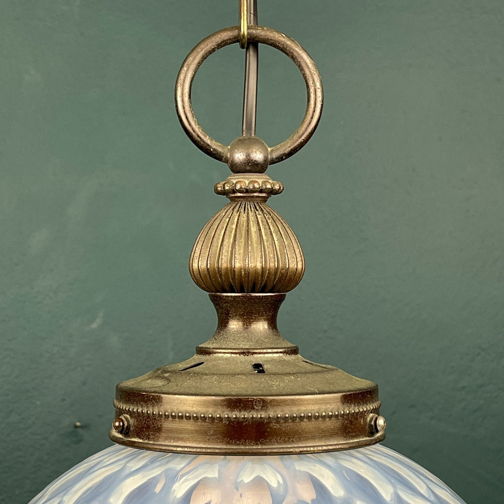 Vintage blue murano sphere ball pendant lamp Italy 1970s Mid-century italian lighting