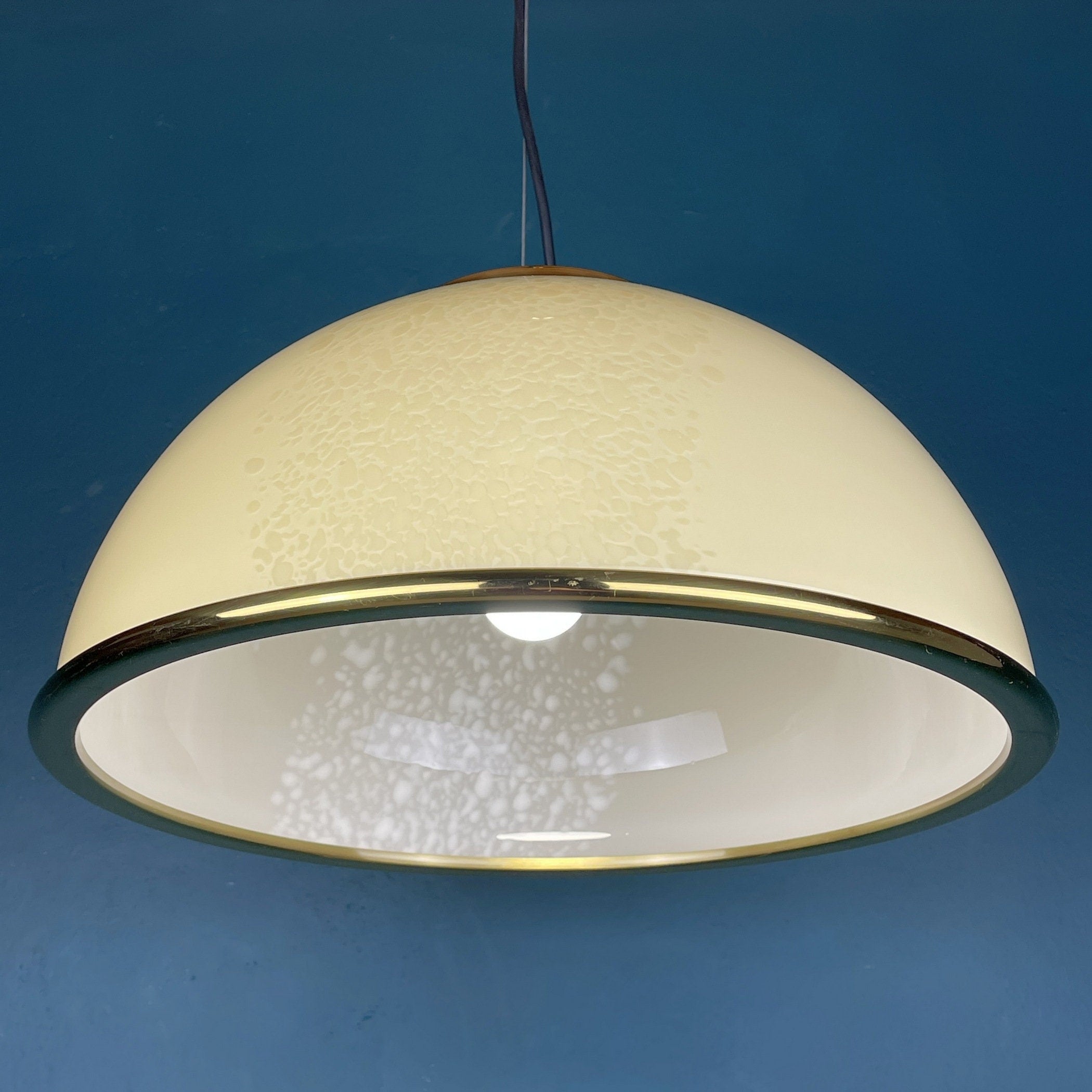 Vintage F.Fabbian Murano Glass Pendant Lamp: Beige Mid-Century Lighting