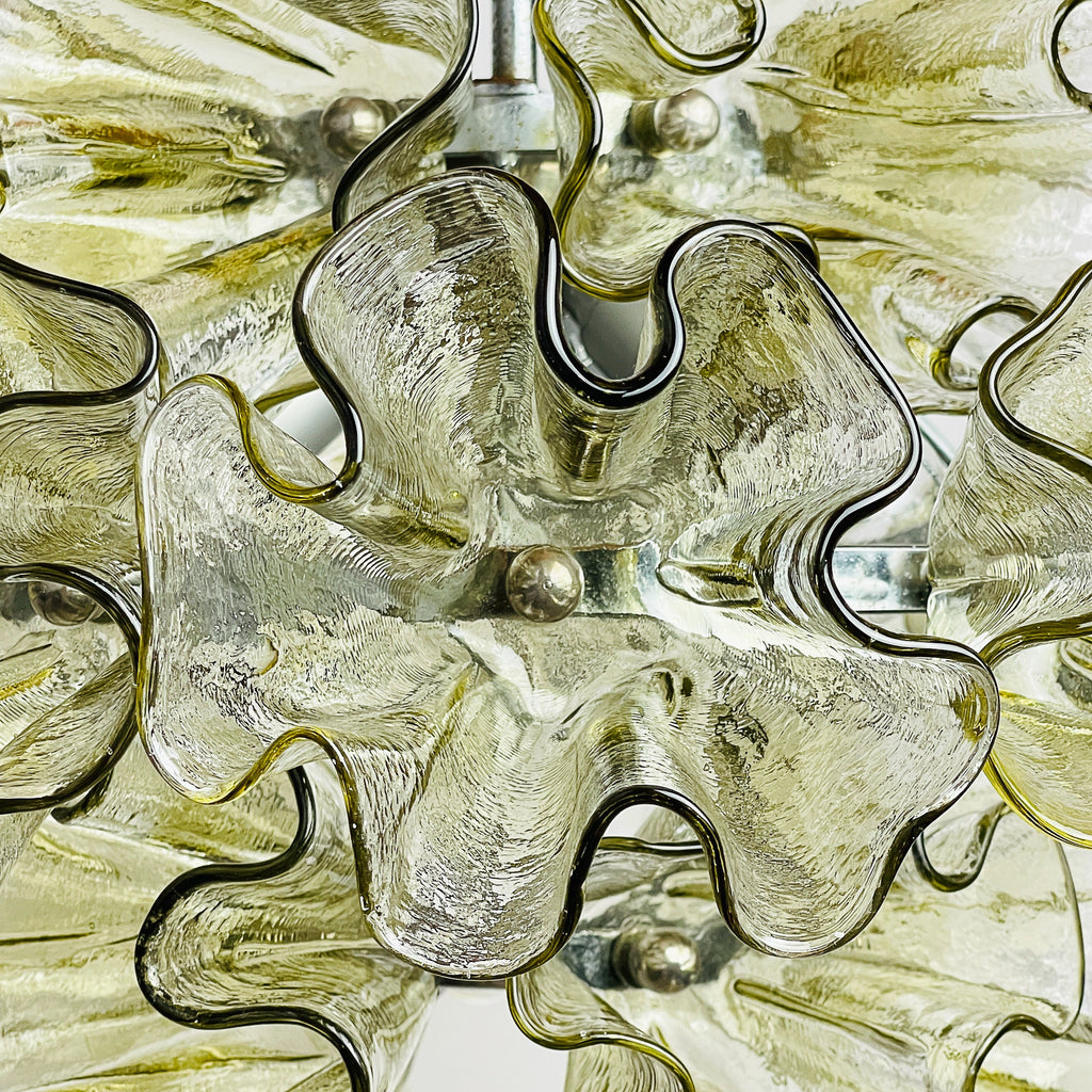 Murano glass chandelier by Mazzega, Italy 1970s, Mid-century modern lamp
