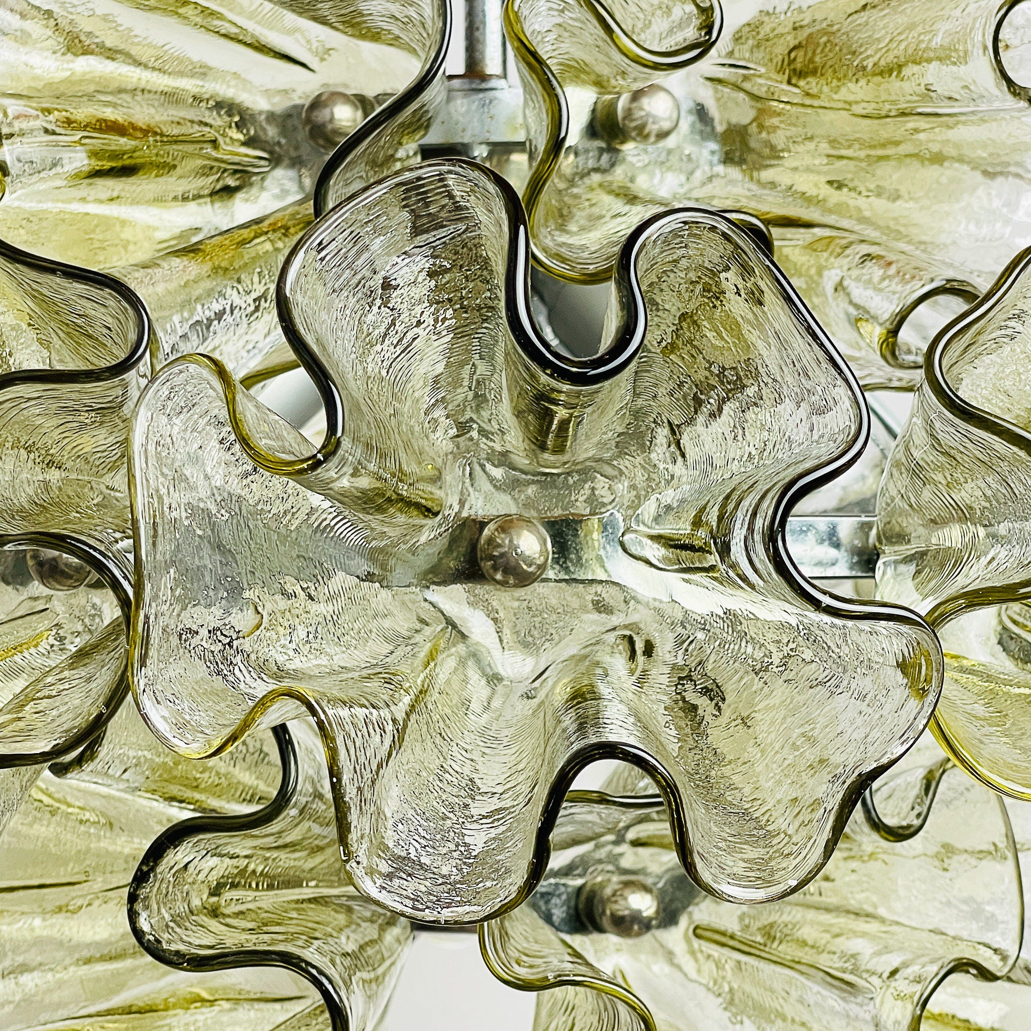 Murano glass chandelier by Mazzega, Italy 1970s, Mid-century modern lamp