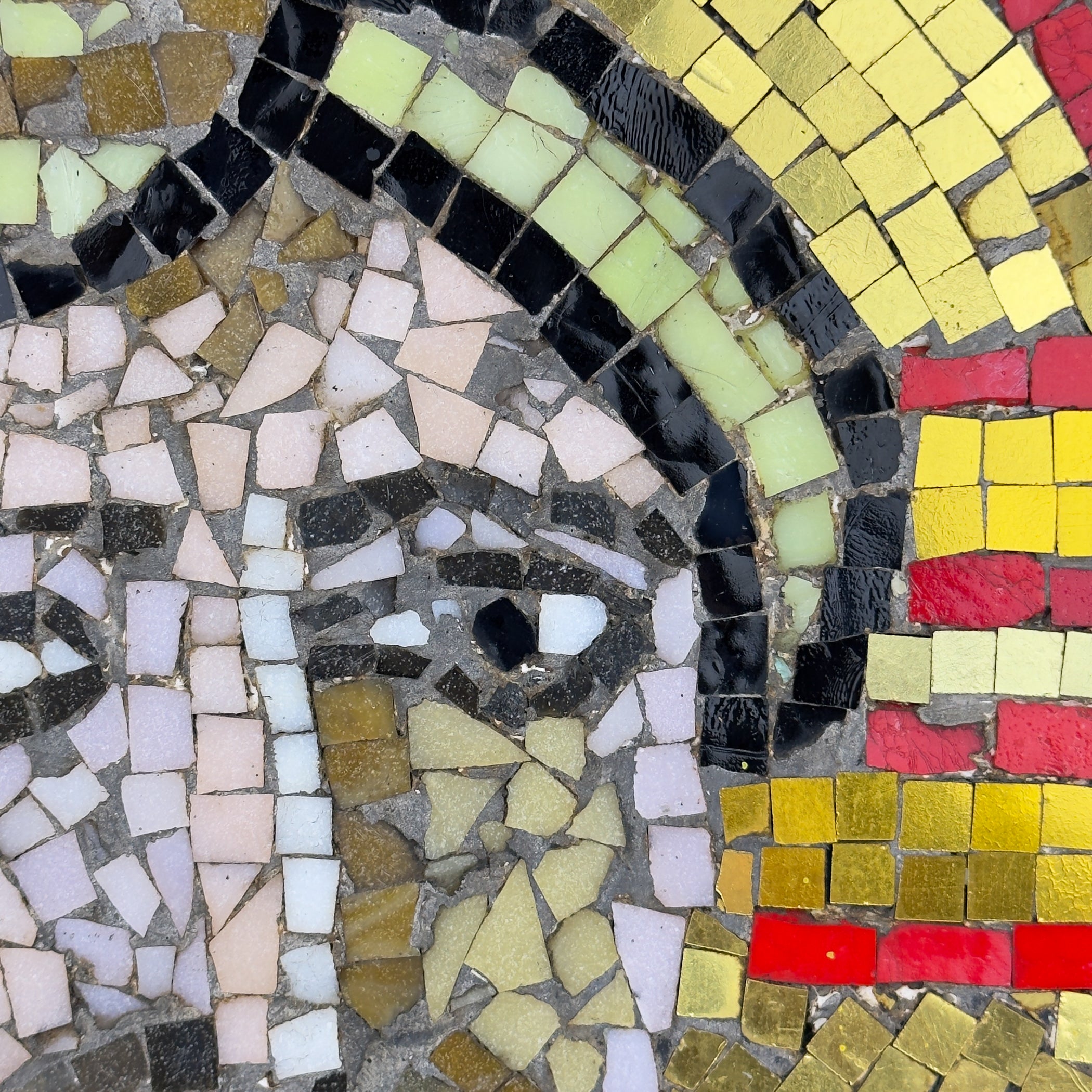 Italian Glass Smalti Mosaic – Christ Pantocrator Icon, Mid-20th Century